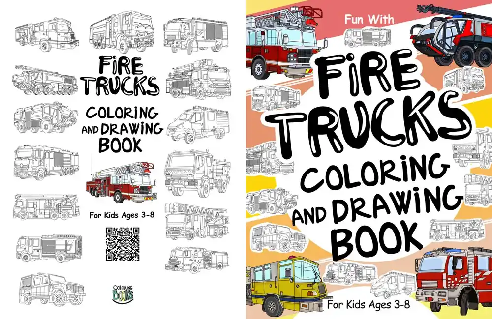 Fire Truck Coloring Books for Kids Ages 4-8: with Bonus Activity