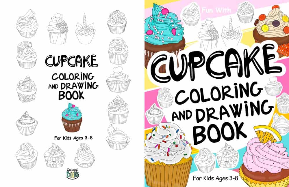 Coloring Book Page. Sketch and Color Version Cupcake with Raspberry. Hand  Drawing. Vector Illustration. Stock Vector - Illustration of colorful,  isolated: 204388432