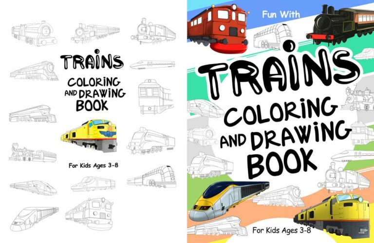 Trains Coloring and Drawing Book for Kids #02